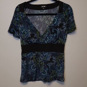 Apt. 9 Women's Black and Blue Paisley Blouse